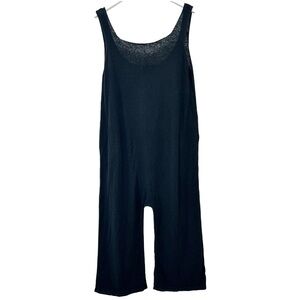 Lauren Manoogian Peg Lounger - Black Raw Silk Drop Crotch Low Cut Jumpsuit sz S